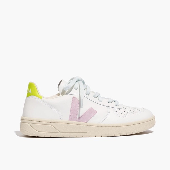 Veja Shoes - Madewell x Veja™ Leather and Suede V-10 Sneakers in Pastel Neon Colorblock